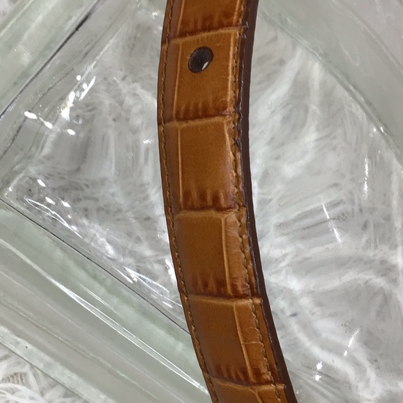Brighton tan croc embossed narrow belt 28 - Picture 3 of 10